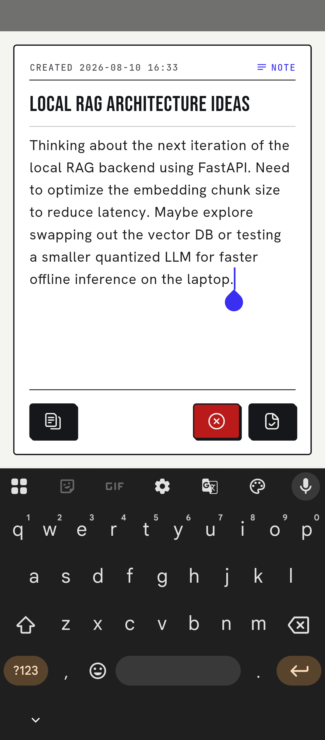 Text note editor