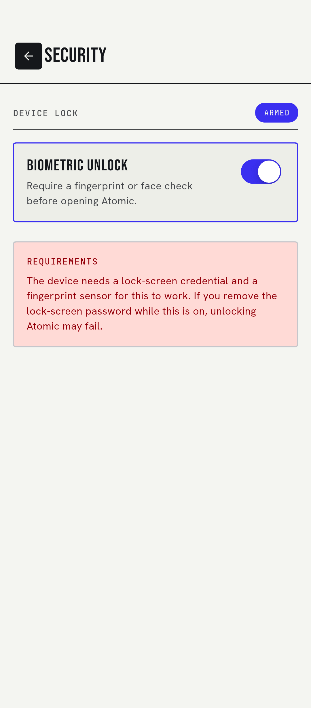 Security / biometric